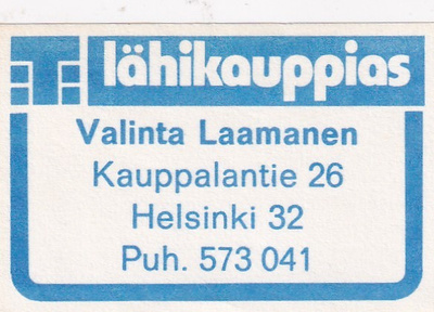 Helsinki 32 , Valinta Laamanen  T- lähikauppias   3/13