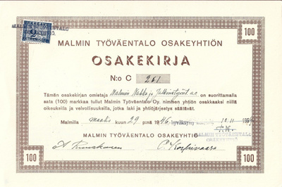 OKK 1946 Malmin Työväentalo Oy Malmi