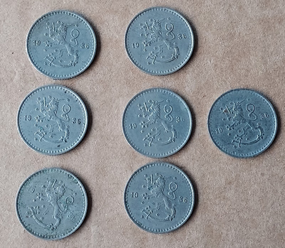 25 penniä 1936 - 7 kpl