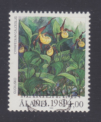 Åland 1989 14 mk kukka leimattuna.