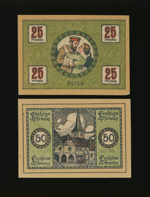 Saksa Notgeld 25, 50 Pfennig, Lünen 10.12.1918