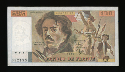 Ranska 100 Francs 1981 Delacroix, P154b