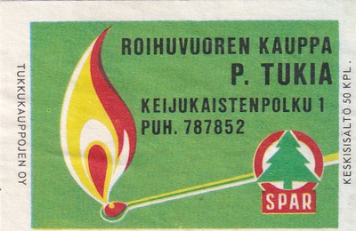 Roihuvuoren Kauppa, P-. Tukia ,  SPAR     4/9