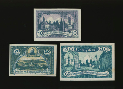 Itävalta Notgeld 10, 20, 50 Heller, Putzleinsdorf 1920