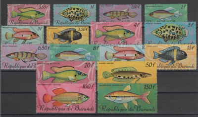 (S0144) BURUNDI, 1967 (Tropical Fish). Mi ## 319-334. MNH**