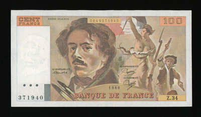 Ranska 100 Francs 1980 Delacroix, P154b