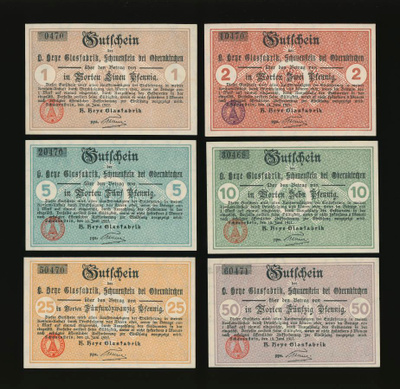 Saksa Notgeld 1, 2, 5, 10, 25, 50 Pfg, Schauenstein 1917