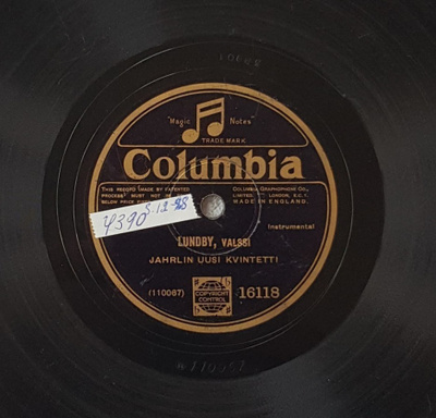 Savikiekko 1925 - Eddi Jahrl & Uusi Kvintetti Columbia 16118