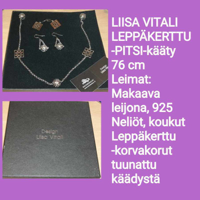 LIISA VITALI LEPPÄKERTTU-PITSI -kääty & Neliö- korvakorut