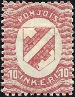 1920 Pohjois-Inkeri 10 p punainen * LaPe P-I 2 liimakepaloja