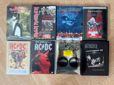 Iron Maiden, AC/DC, Metallica DVD 8kpl