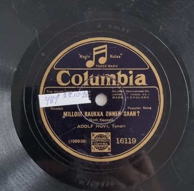 Savikiekko 1928 - Adolf Hovi - Columbia 16119