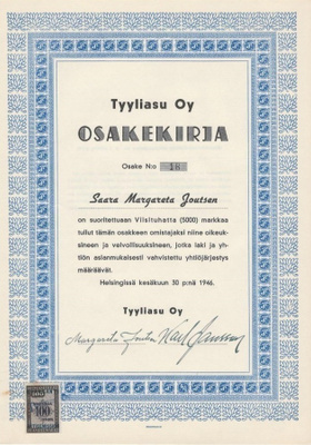 OKK 1946 Tyyliasu Oy, Helsinki osakekirja