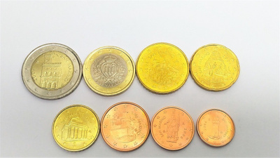 San Marino 1c- 2€ seka-sarja vuodelta 2006-2007