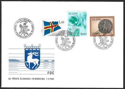 FDC Åland 1984 Yleismerkit  LaPe ÅL 004-006