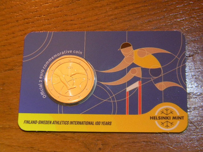 Suomi unc 2025 2 euro juhlaraha coincard "Maaottelu 100 v."