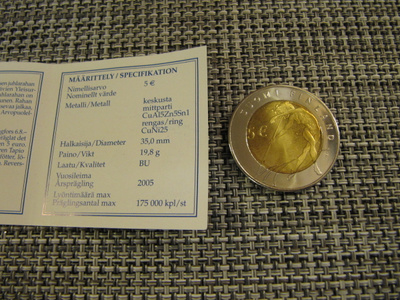 Yleisurheilun MM 2005 Juhlaraha 5 €.