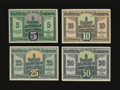 Saksa Notgeld 5, 10, 25, 50 Pfg, Zeulenroda 1918