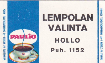 Hollo, Lempolan Valinta , Paulig 1/15