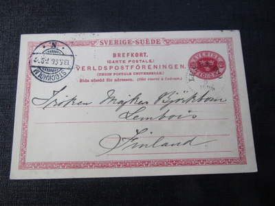 10 öre 1896 Ehiökortti. Brefkort .Ruotsi- Sweden