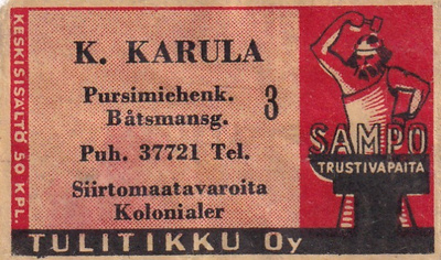 K. Karula  , Sampo, Tulitikku Oy     7/14