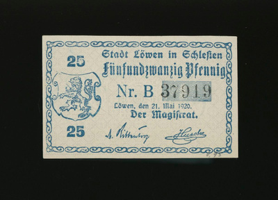 Saksa Notgeld 25 Pfennig, Löwen 21.5.1920