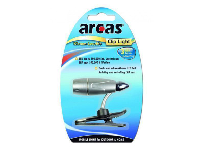 Arcas Klipsi Lamppu / Clip Light, 3 LED, Harmaa *UUSI*