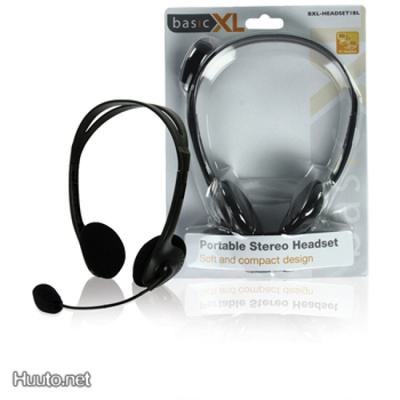 basicXL Portable Stereo Headset, 2x3.5mm, eri värejä *UUSI*