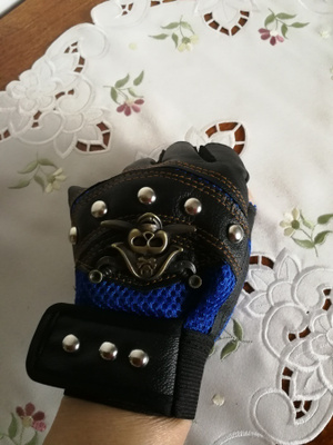 Moottoripyörä, motocross puolihanskat skull sininen