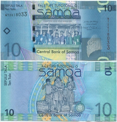 Samoa 10 Tala 2008 (P-39a) UNC hieno ja värikäs sarja