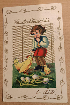 poika kanatarhassa, kultausta, kulkenut