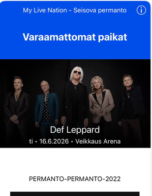 Def leppard 2kpl kenttälippuja