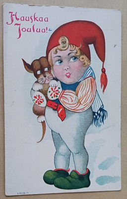 Sievä tonttutyttö koira sylissään, p. 1924