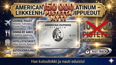 Amex Platinum + 150.000 pistettä