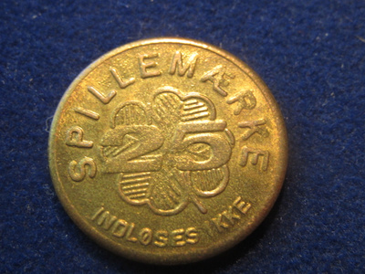Spillemärke25. Pelikonepoletti- Arcade token. Tanska-Denmark