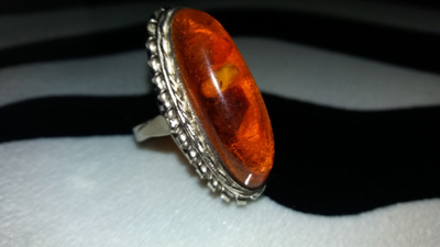 Vintage meripihka Amber sormus
