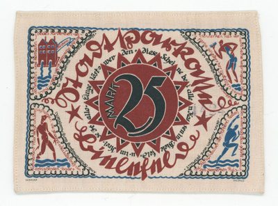Saksa Notgeld 25 Mark Bielefeld 1921, kangas seteli