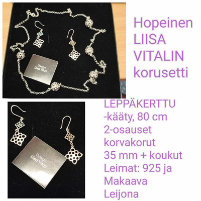 LIISA VITALI, LEPPÄKERTTU-kääty & 2-osaset KORVAKORUT. setti