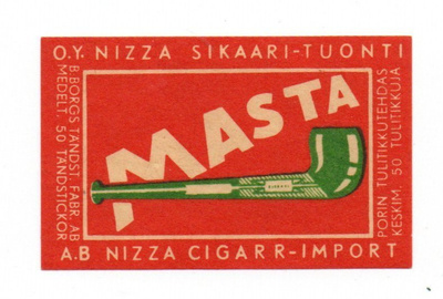 Porin Tulitikkutehdas MASTA. O.Y. NIZZA SIKaARI.TUONTI
