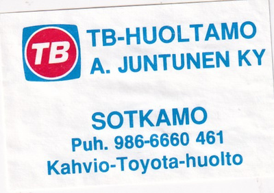 Sotkamo, TB - Huoltamo A. Juntunern Ky  3/8