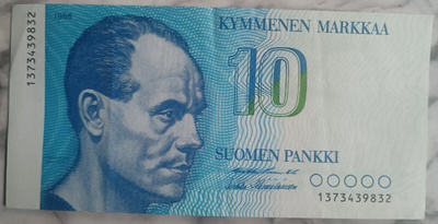 Suomen Pankki 10 mk seteli 1986