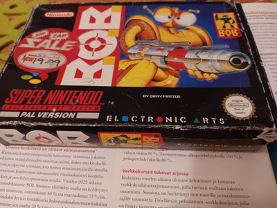 SNES B.O.B. UKV PAINOS PAL Version videopeli Boxed rare