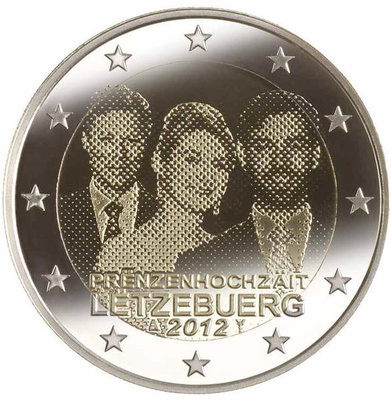 ** LUXEMBURG 2€ 2012 Royal Wedding pillerissä **