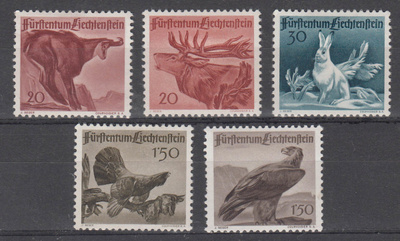 LIECHTENSTEIN eläimet 1946 ja 1947
