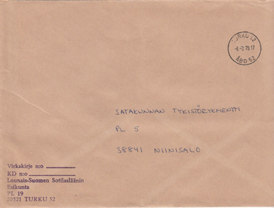 Sotilaspostia, LOUNAIS-SUOMEN SOTILASLÄÄNIN ESIKUNTA,Turku52