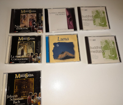 7 CD-levyjä (Klassista, hengellistä ja meditaatiomusiikkia)