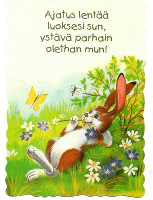 PUPU TUPUNA °°AJATUS LENTÄÄ LUOKSESI SUN...°° -KORTTI