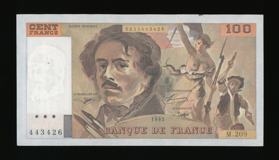 Ranska 100 Francs 1993 Delacroix, P154g1