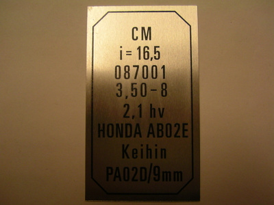 honda monkey tyyppikilpi 087001malli D