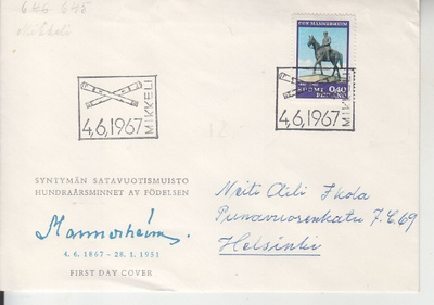 FDC 1967 Mannerheim.